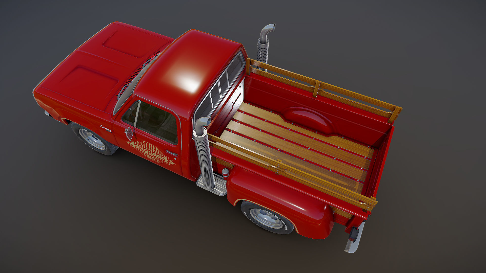 1976 Dodge Lil Red Express truck Low-poly 3D model_21