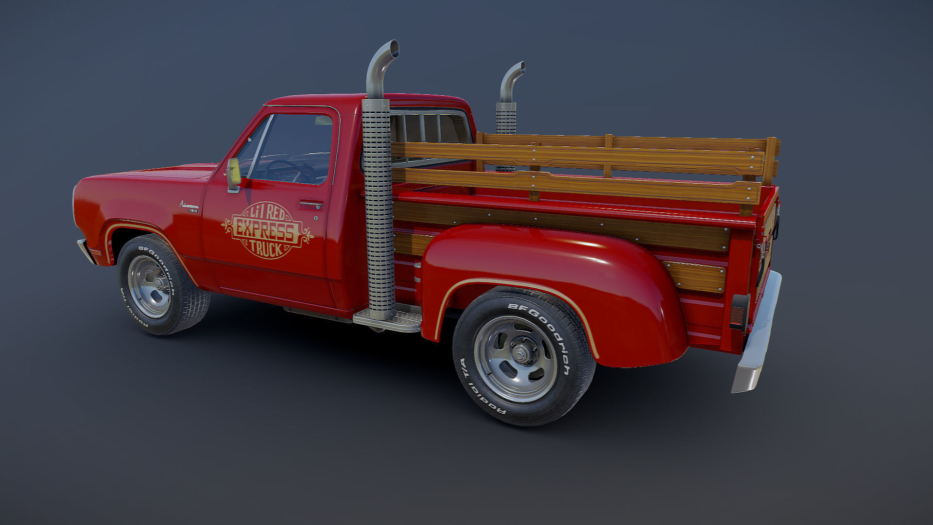 1976 Dodge Lil Red Express truck Low-poly 3D model_19