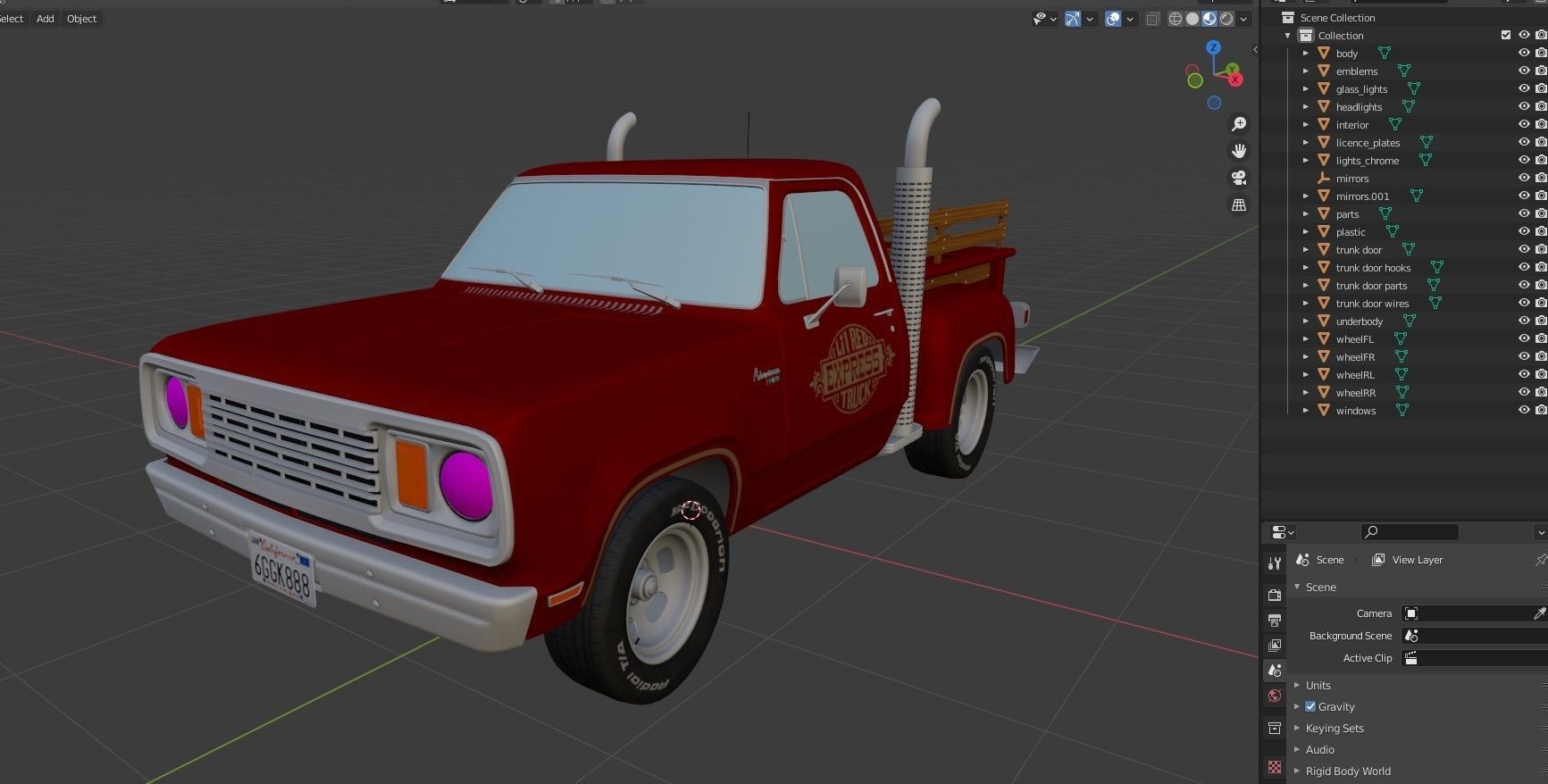 1976 Dodge Lil Red Express truck Low-poly 3D model_48