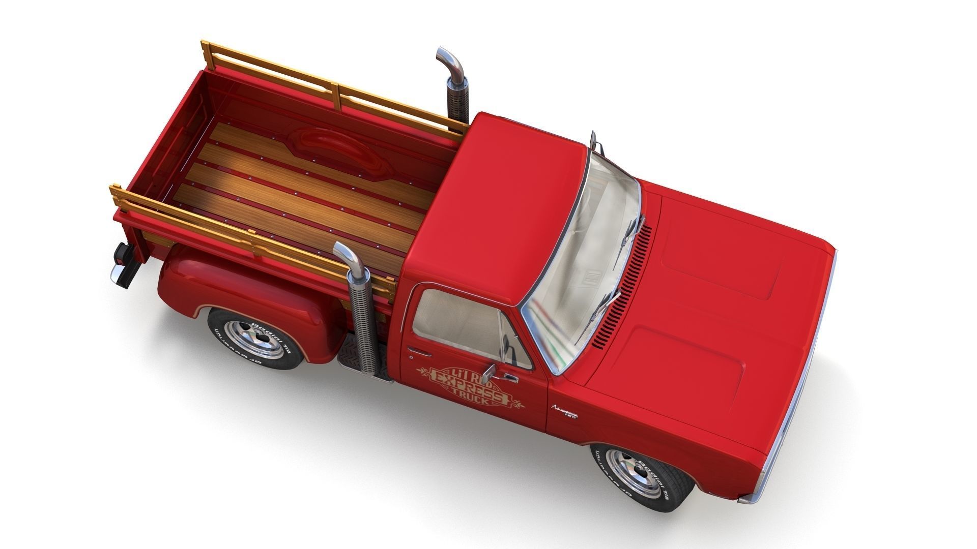 1976 Dodge Lil Red Express truck Low-poly 3D model_3