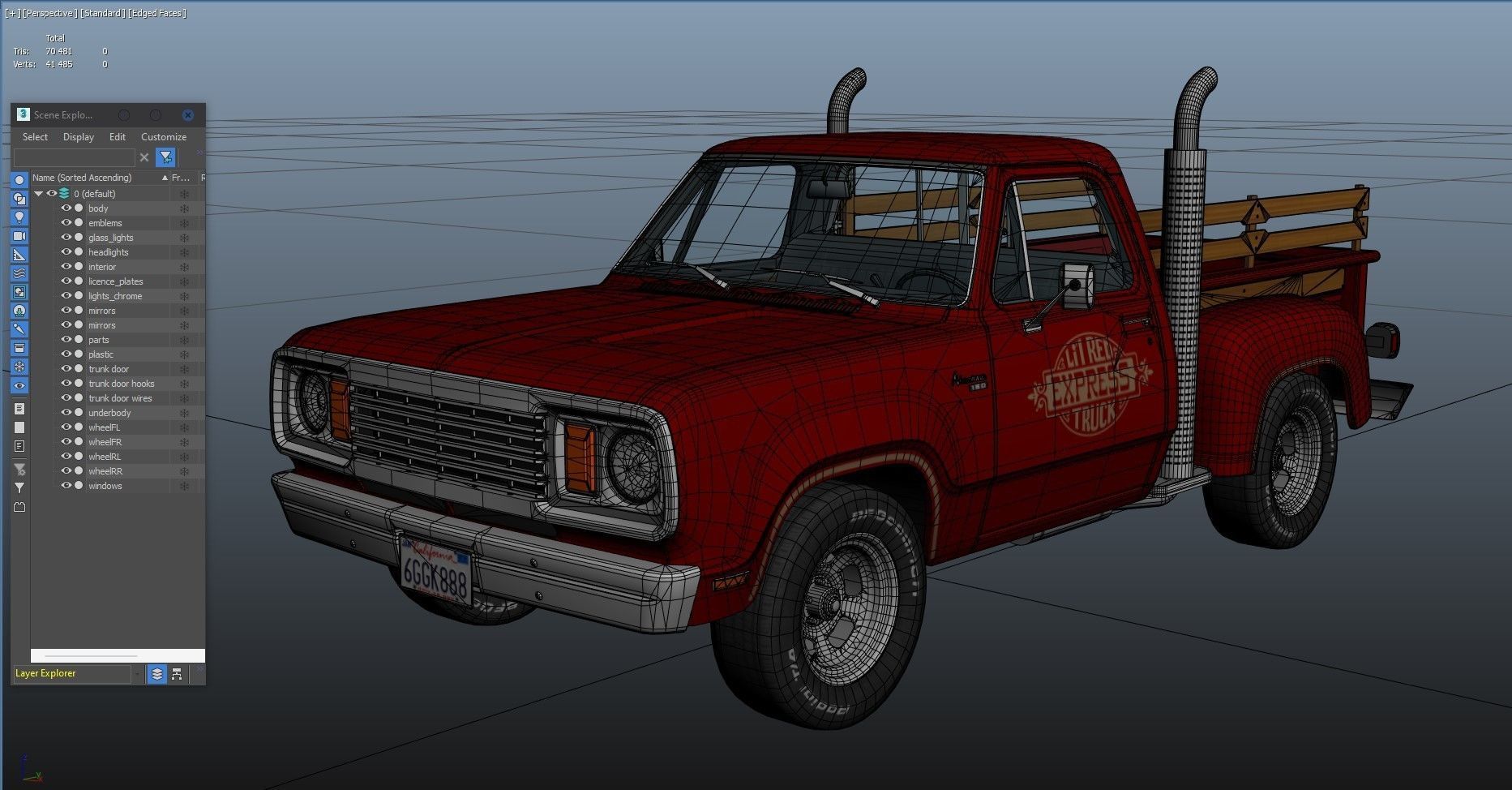 1976 Dodge Lil Red Express truck Low-poly 3D model_37