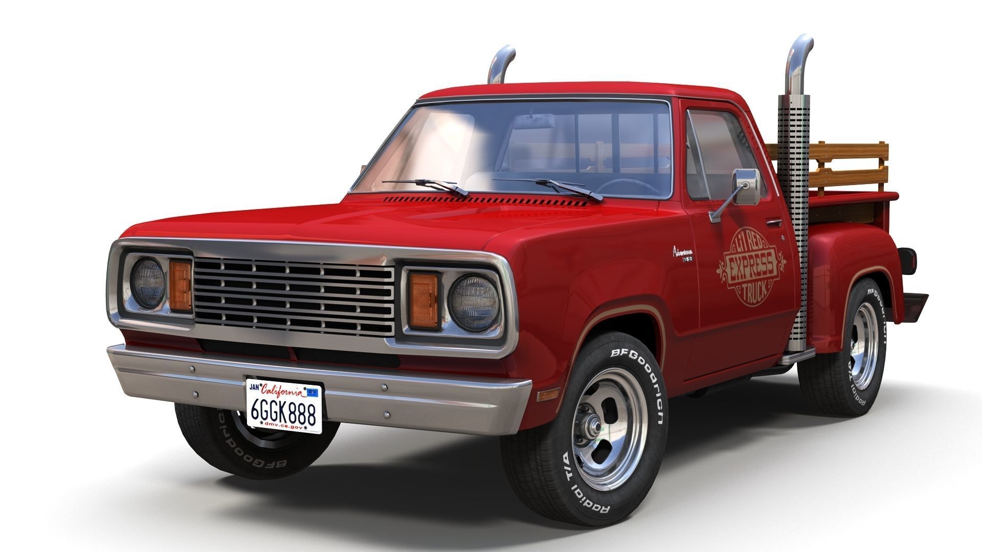 1976 Dodge Lil Red Express truck Low-poly 3D model_8