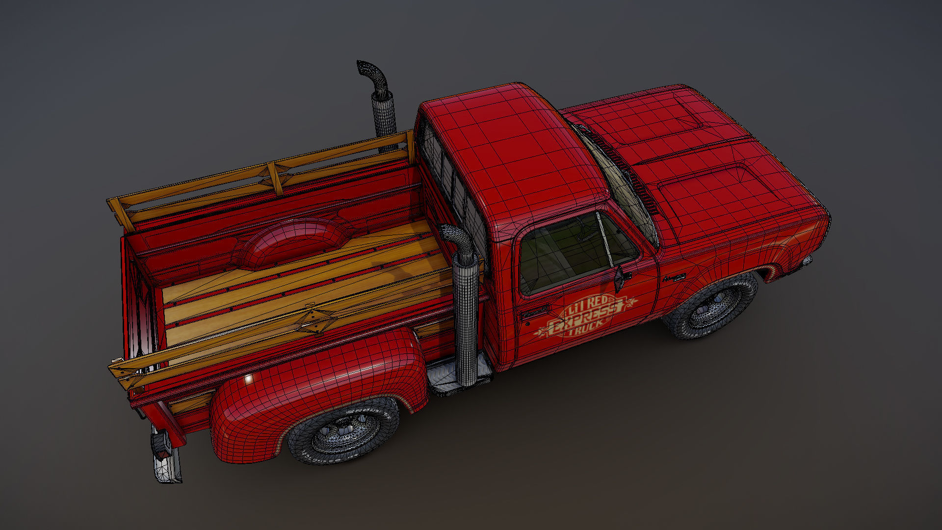 1976 Dodge Lil Red Express truck Low-poly 3D model_30