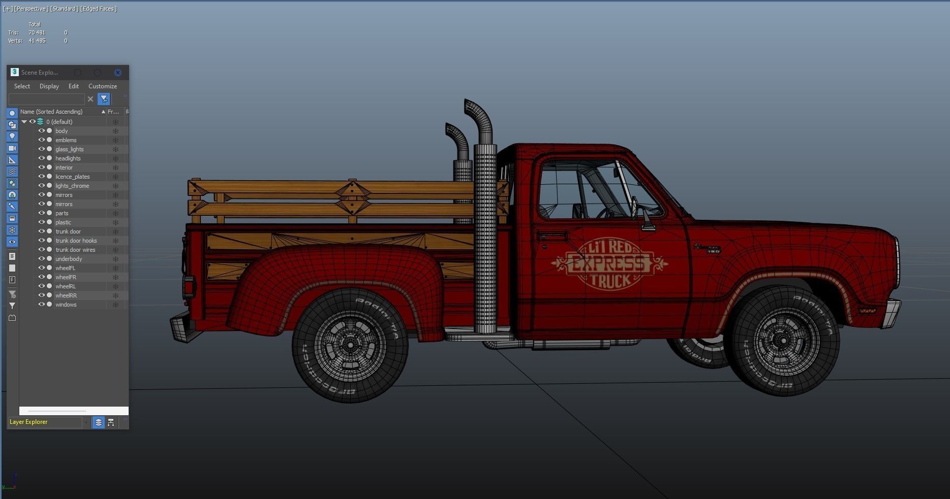 1976 Dodge Lil Red Express truck Low-poly 3D model_39