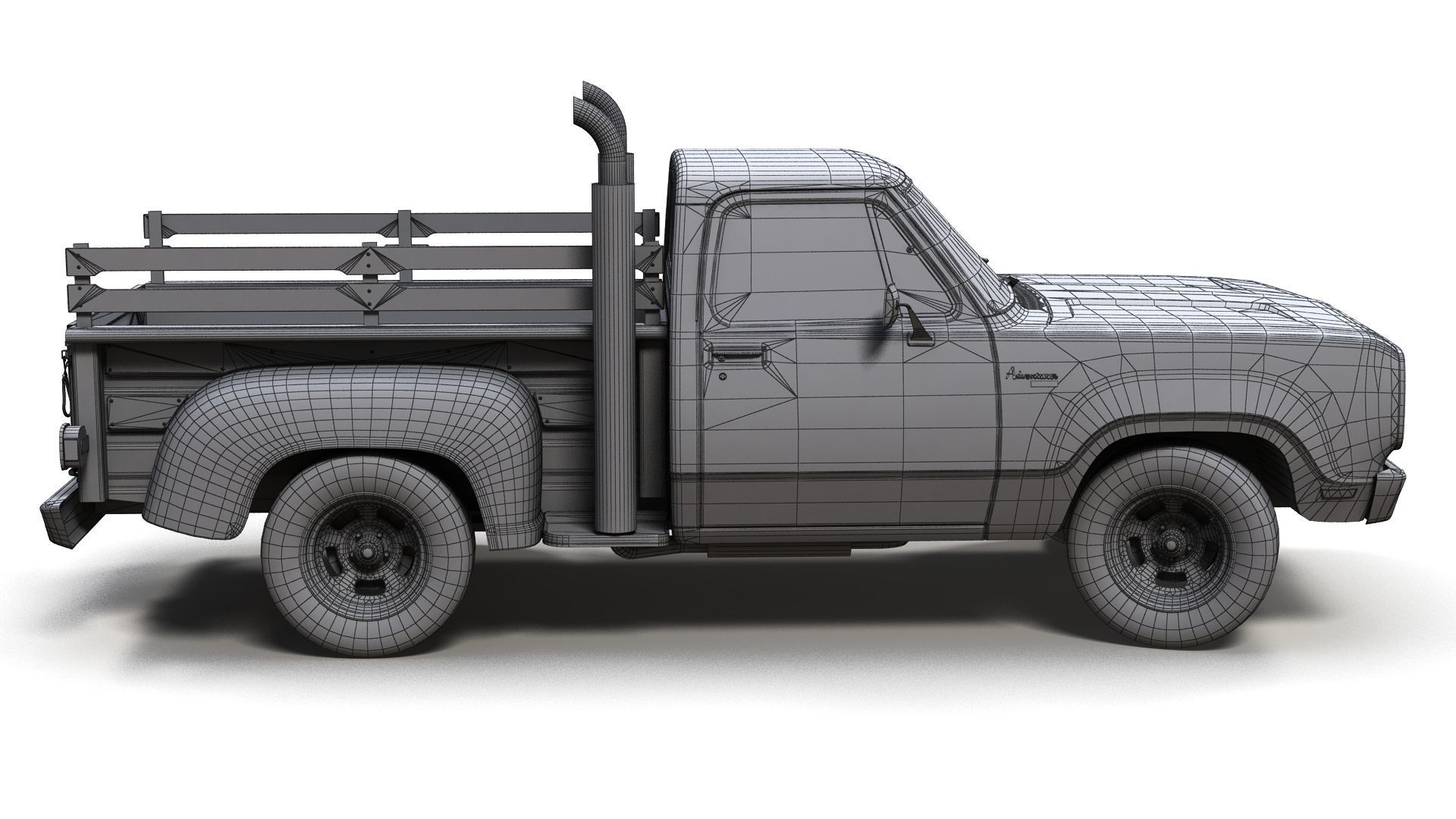 1976 Dodge Lil Red Express truck Low-poly 3D model_13