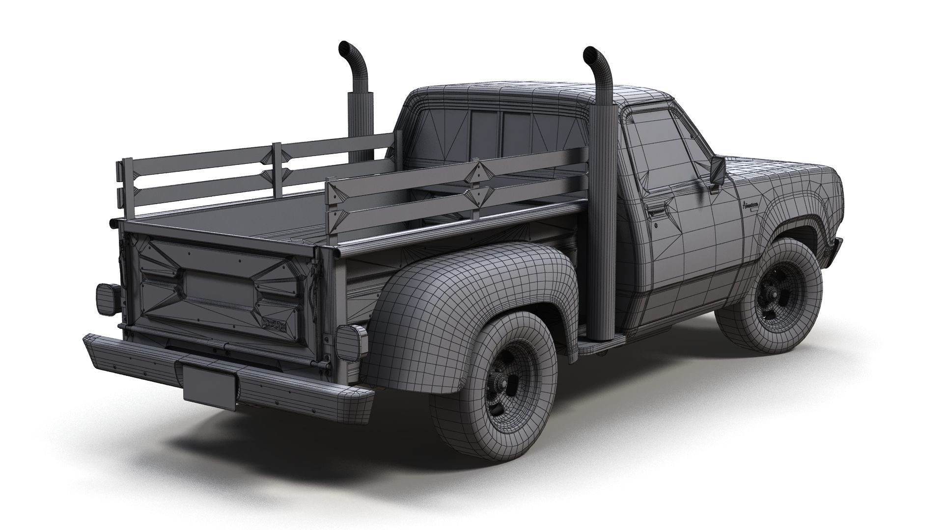 1976 Dodge Lil Red Express truck Low-poly 3D model_10