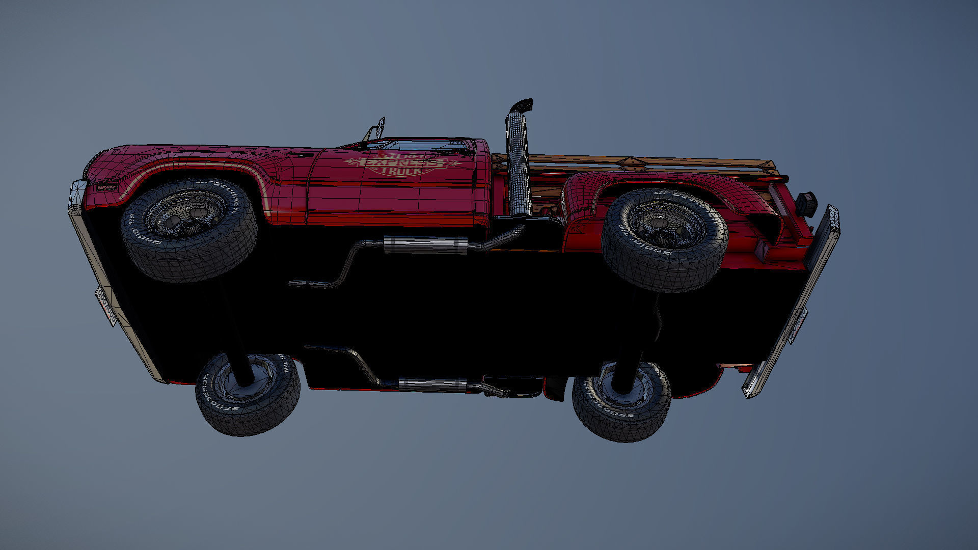 1976 Dodge Lil Red Express truck Low-poly 3D model_28
