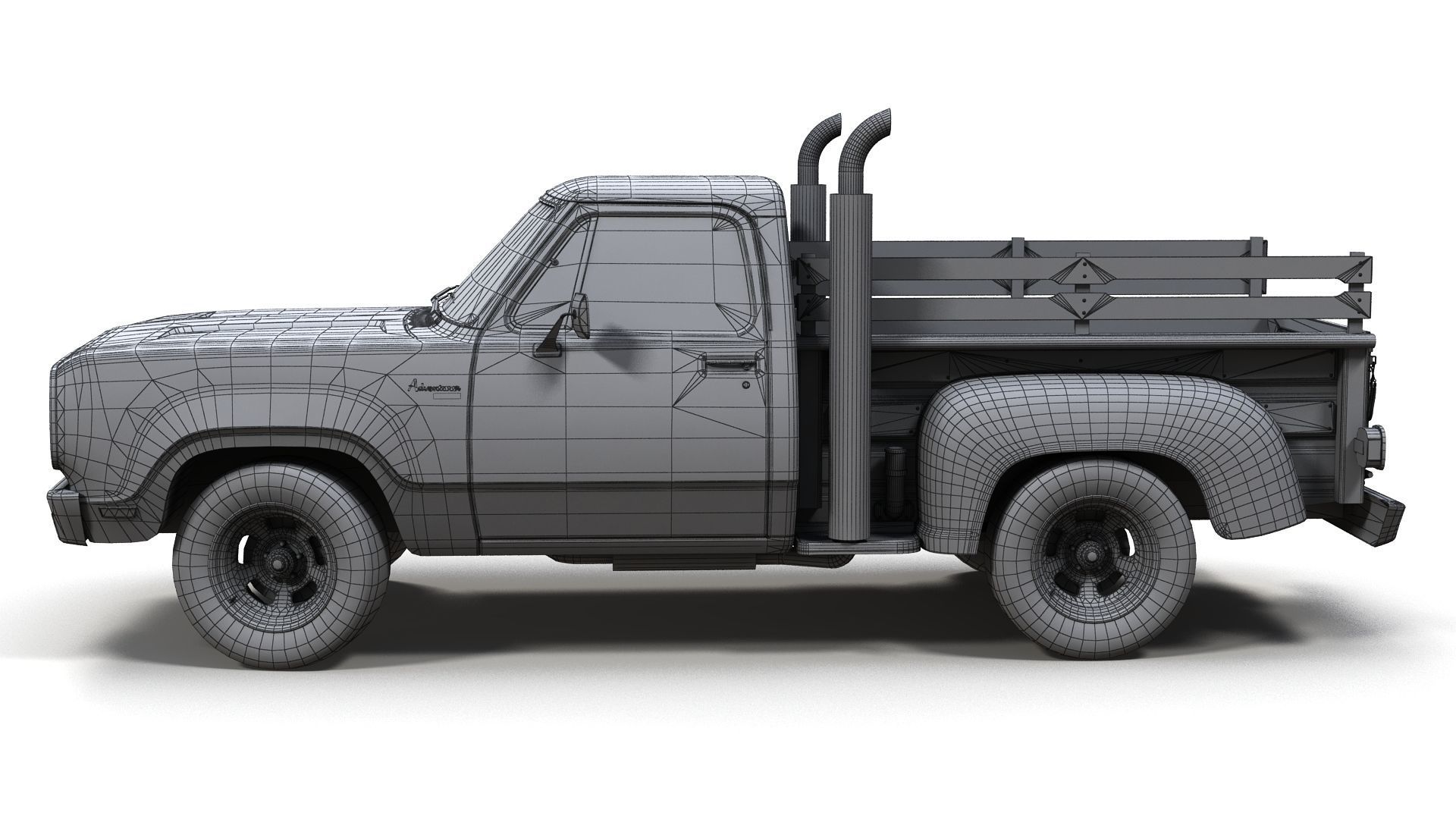 1976 Dodge Lil Red Express truck Low-poly 3D model_12