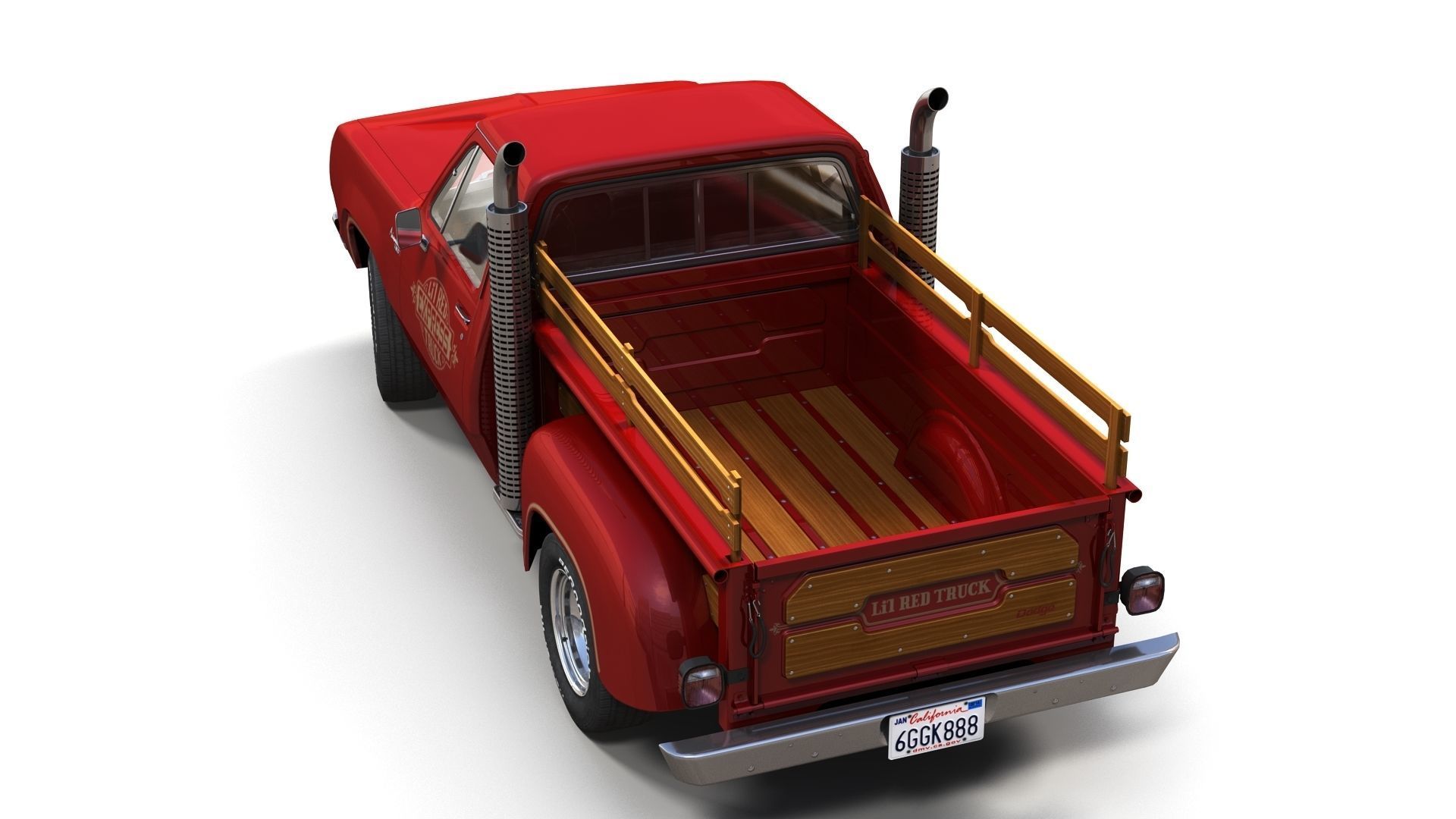 1976 Dodge Lil Red Express truck Low-poly 3D model_7