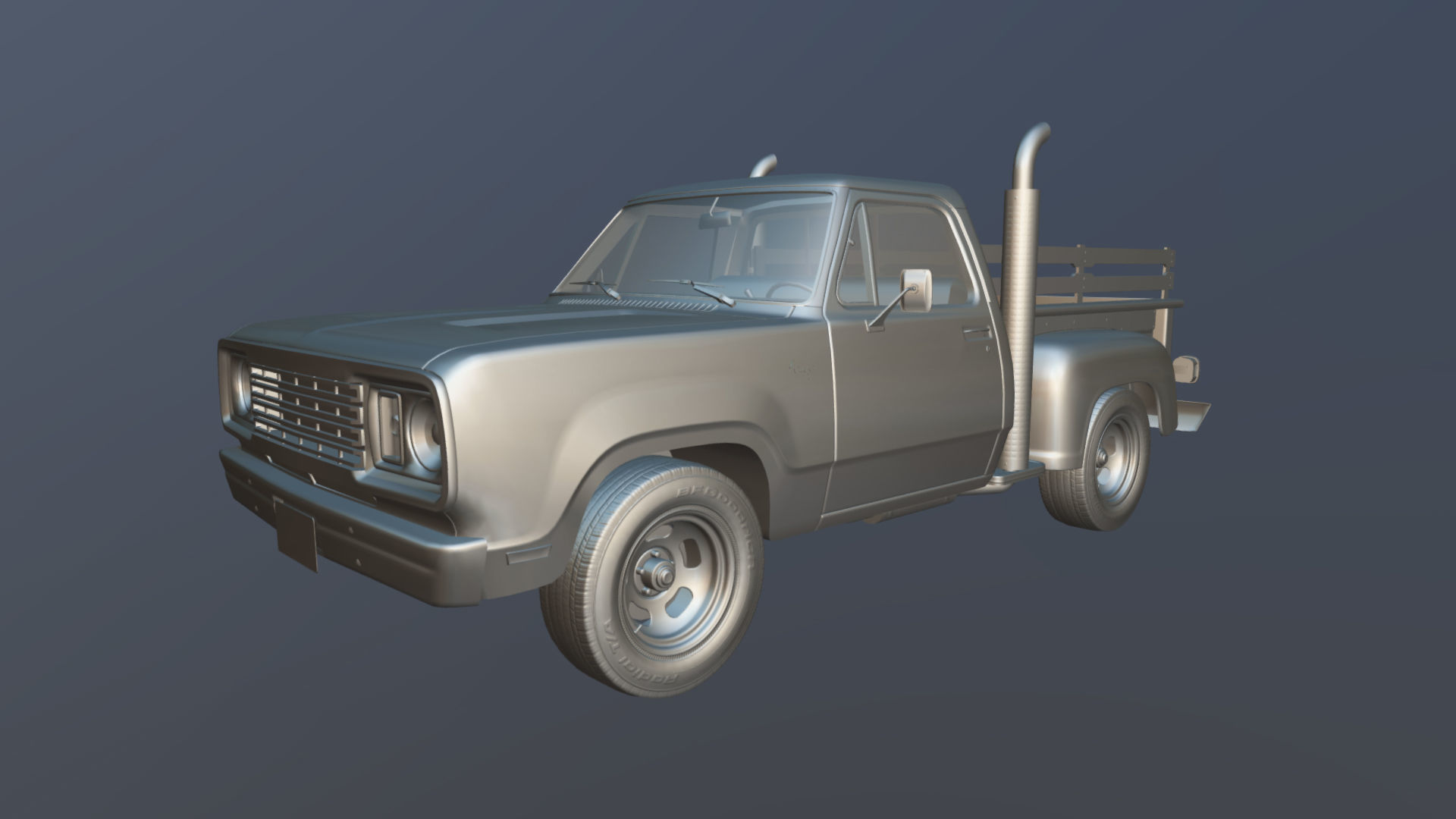 1976 Dodge Lil Red Express truck Low-poly 3D model_33