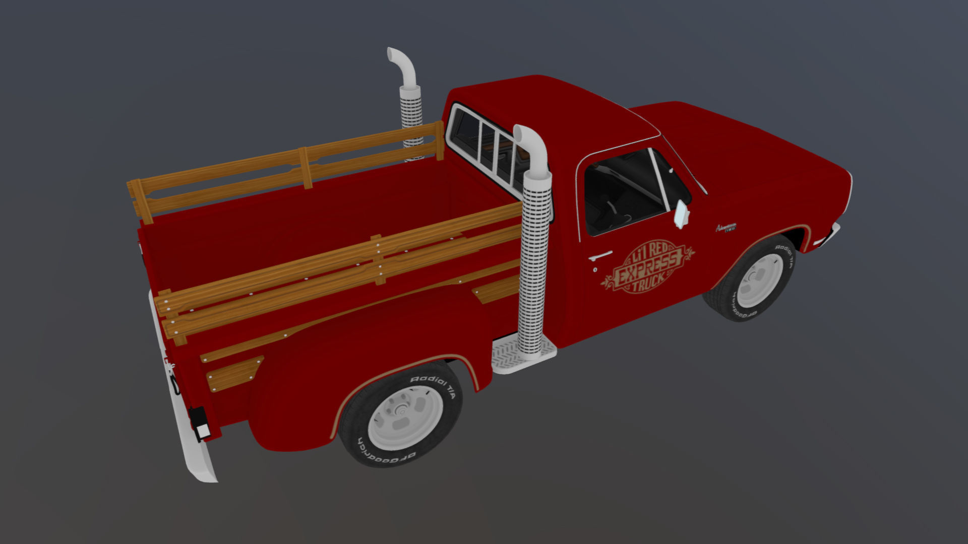 1976 Dodge Lil Red Express truck Low-poly 3D model_36
