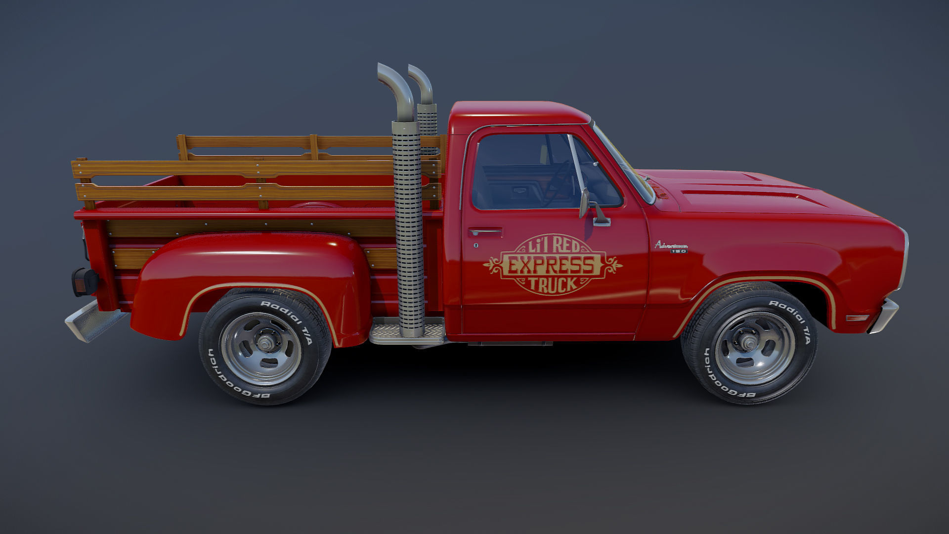 1976 Dodge Lil Red Express truck Low-poly 3D model_22