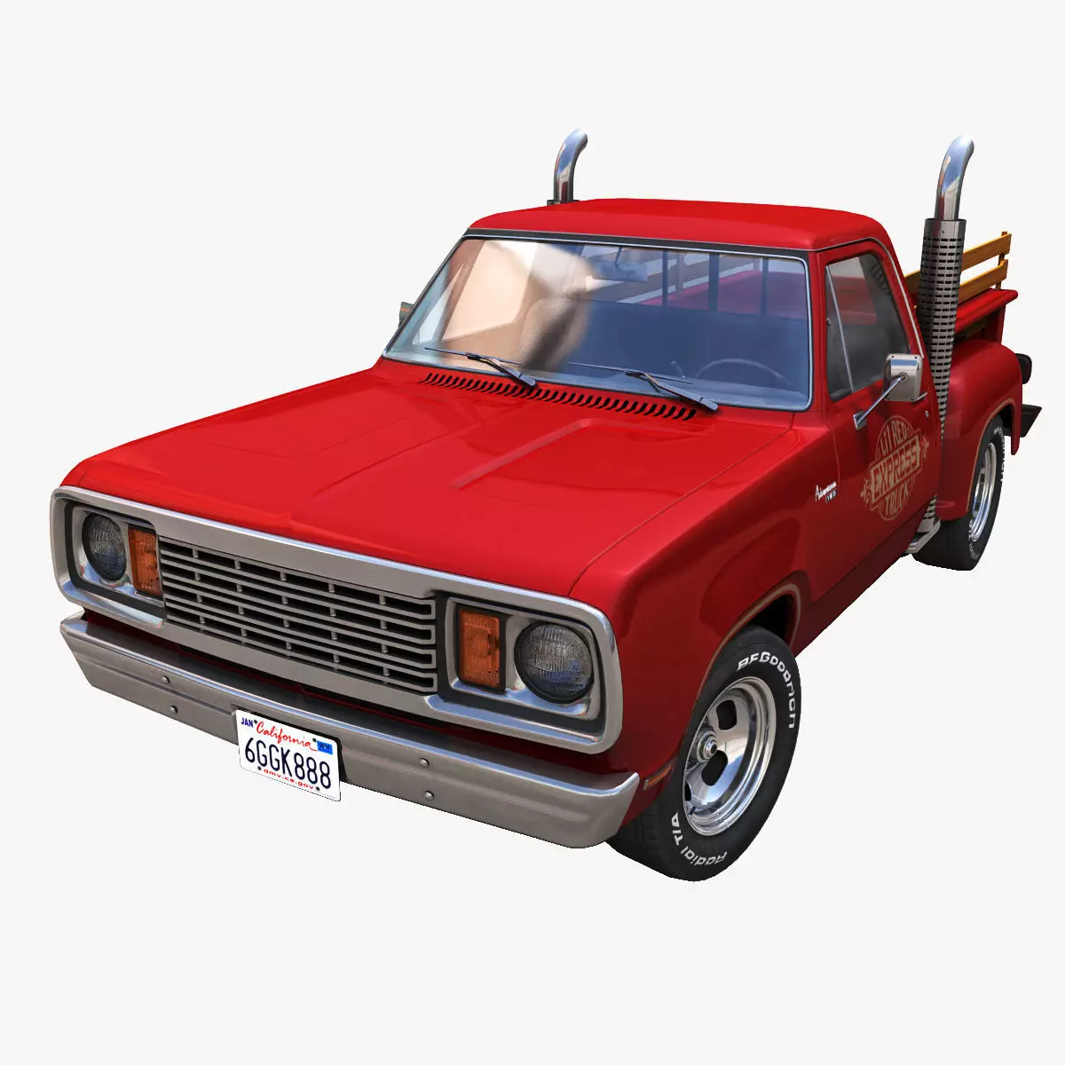 1976 Dodge Lil Red Express truck Low-poly 3D model_0