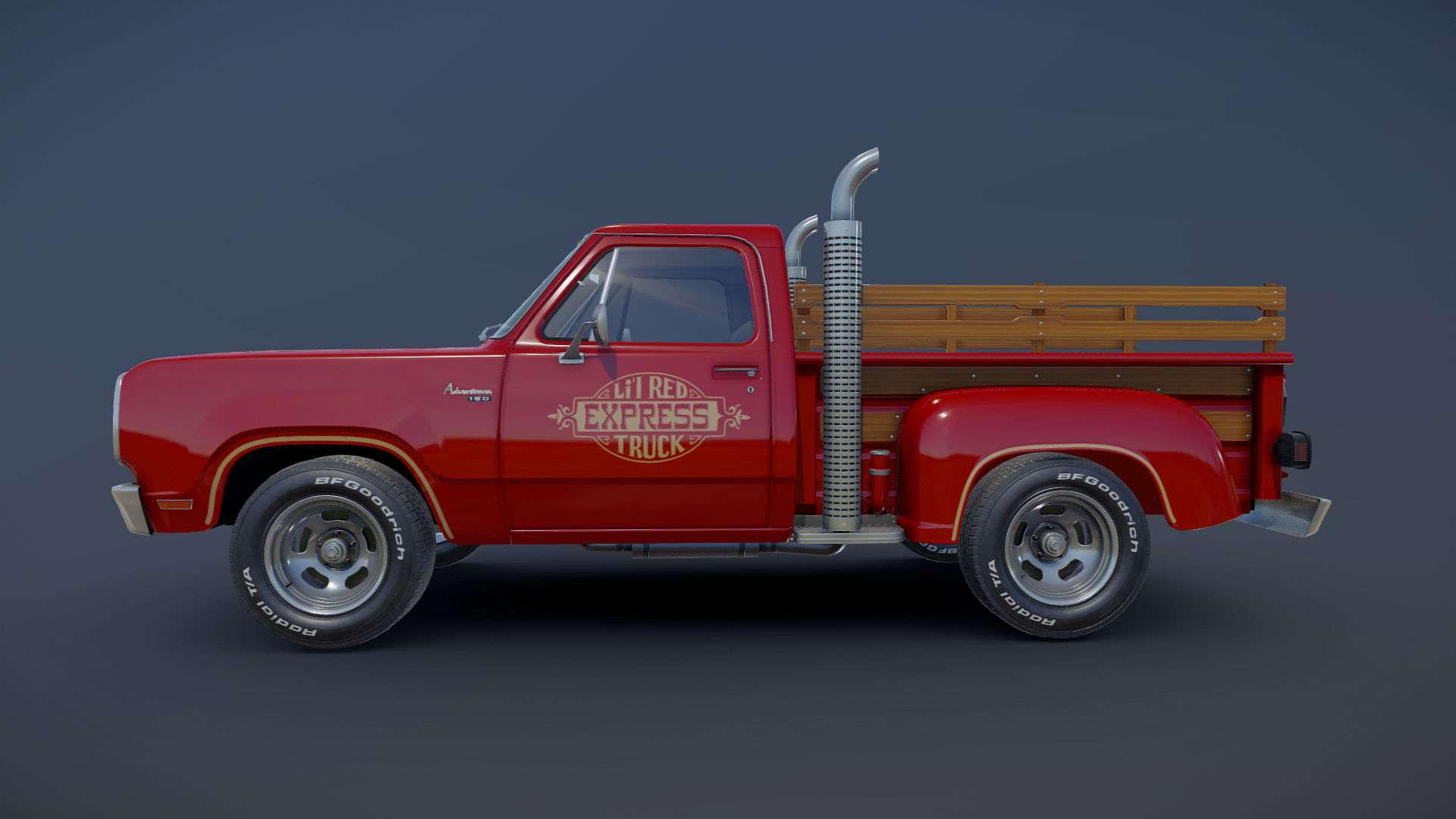 1976 Dodge Lil Red Express truck Low-poly 3D model_20