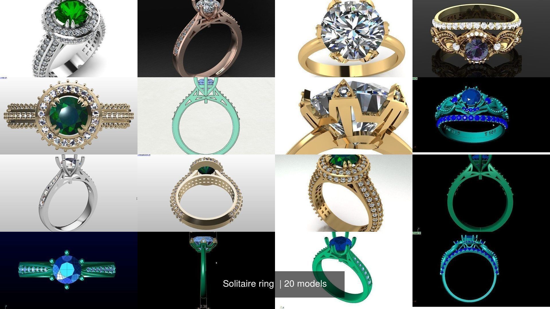 Solitaire ring  3D Model Collection_2