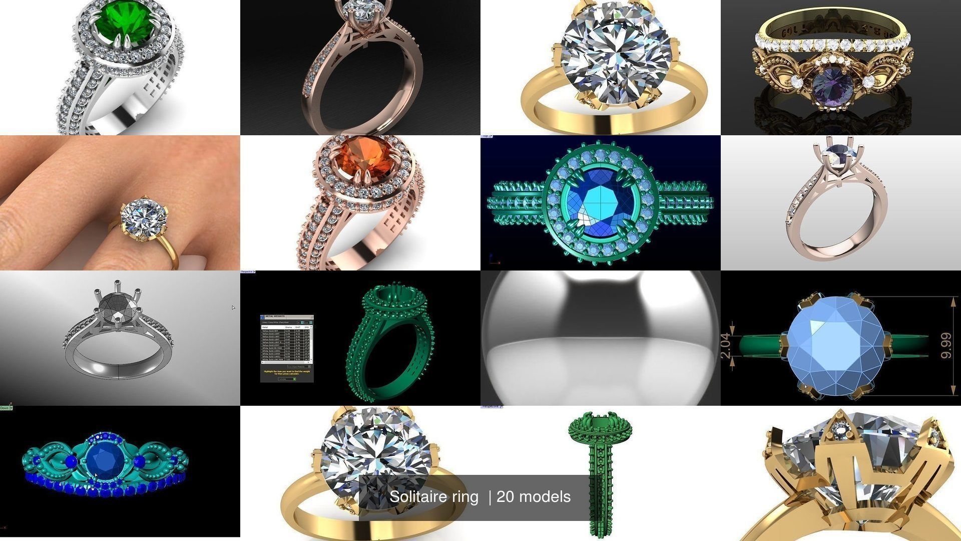 Solitaire ring  3D Model Collection_3