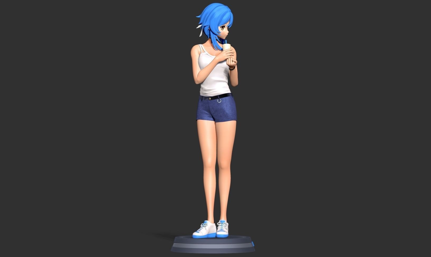Milk tea girl 3D print model_14