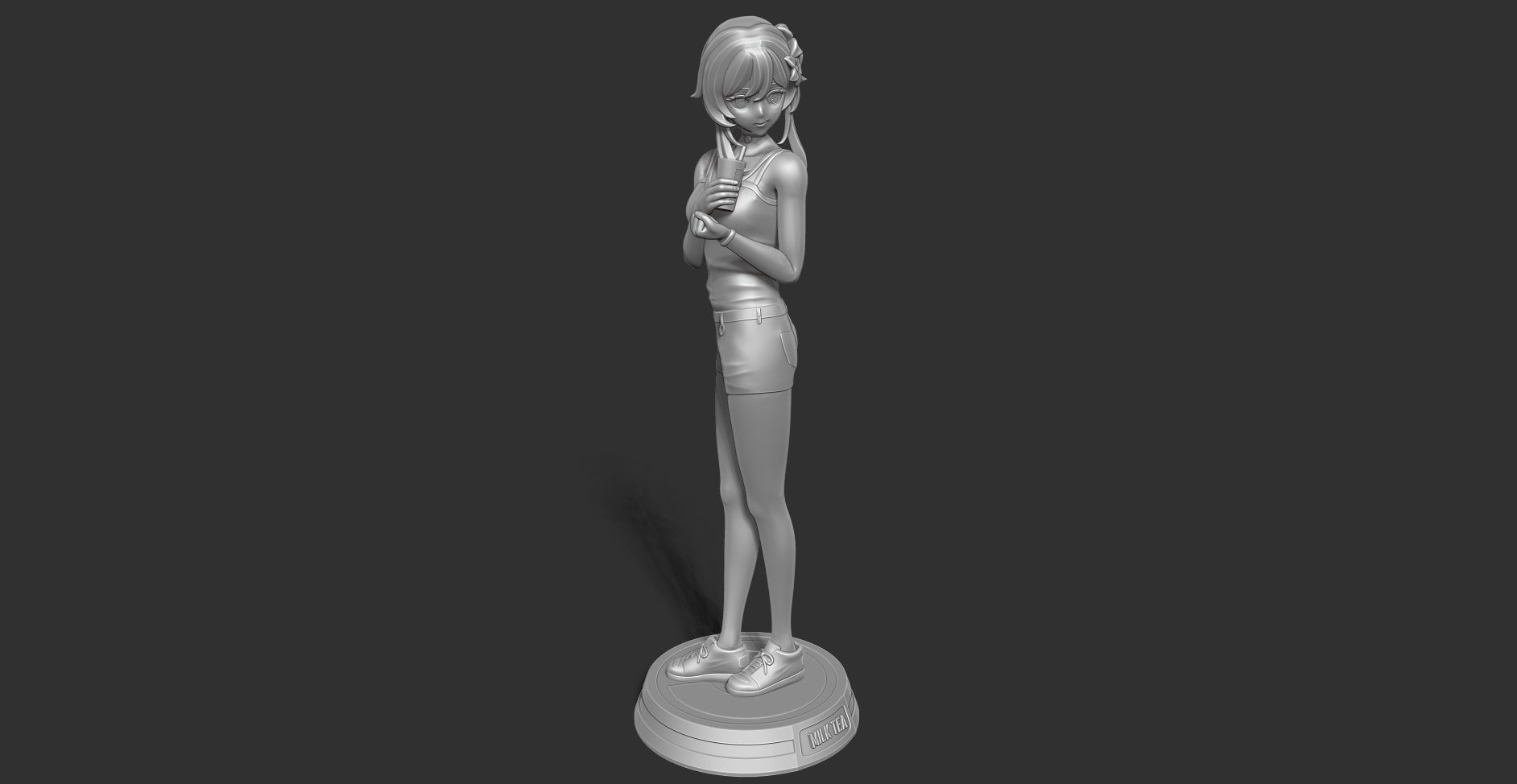 Milk tea girl 3D print model_17