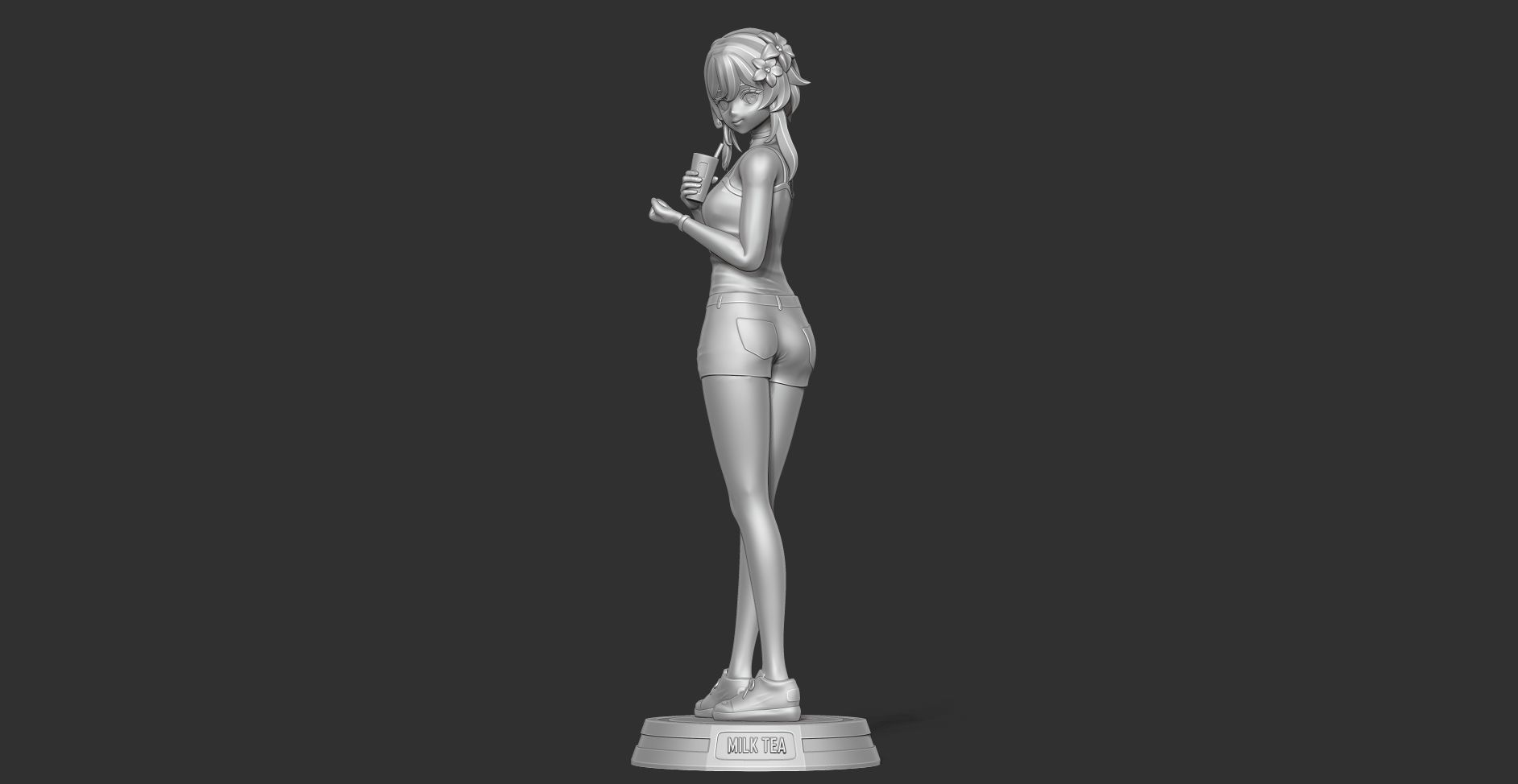 Milk tea girl 3D print model_11