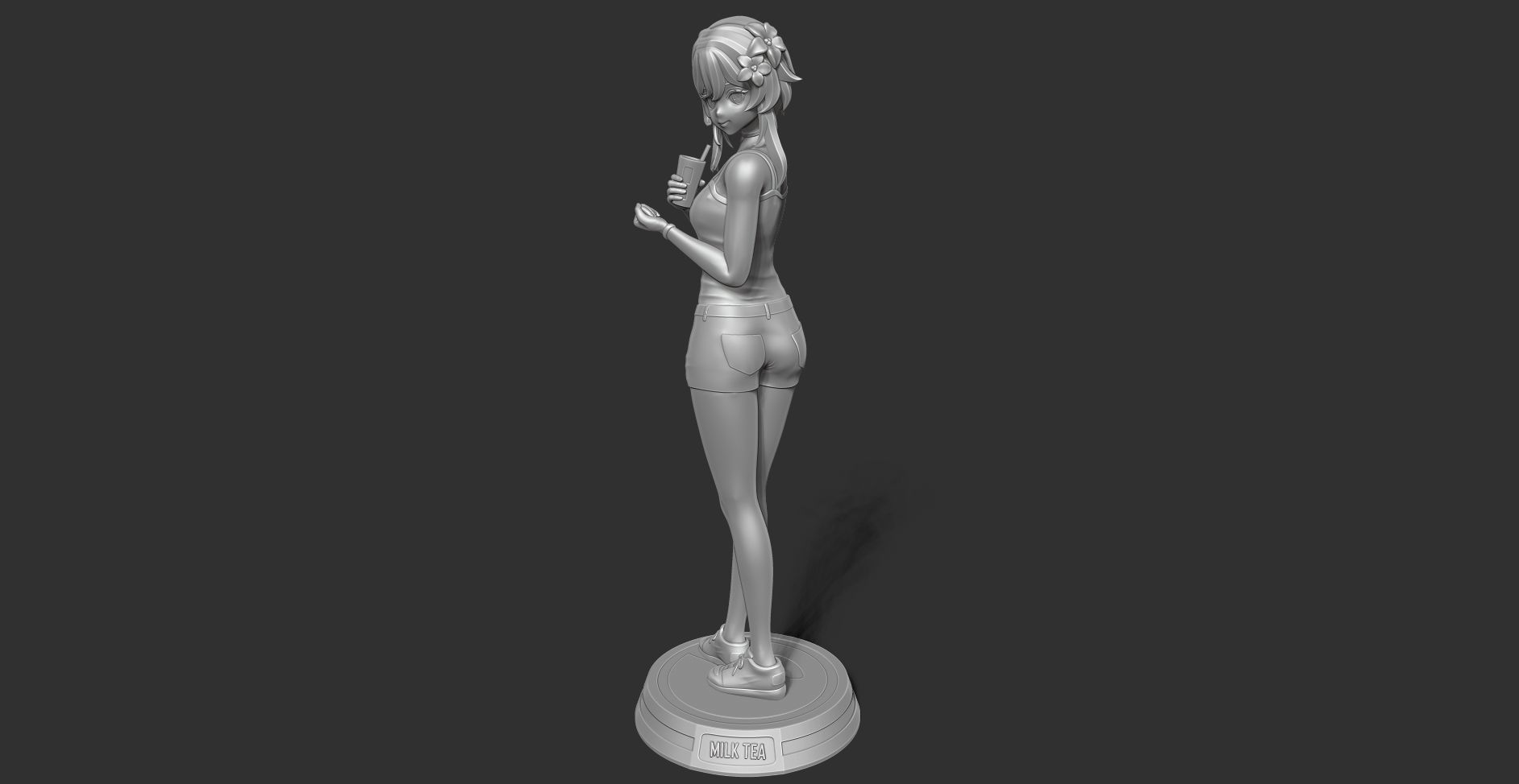 Milk tea girl 3D print model_19