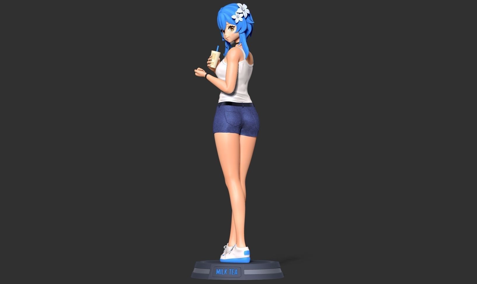 Milk tea girl 3D print model_12