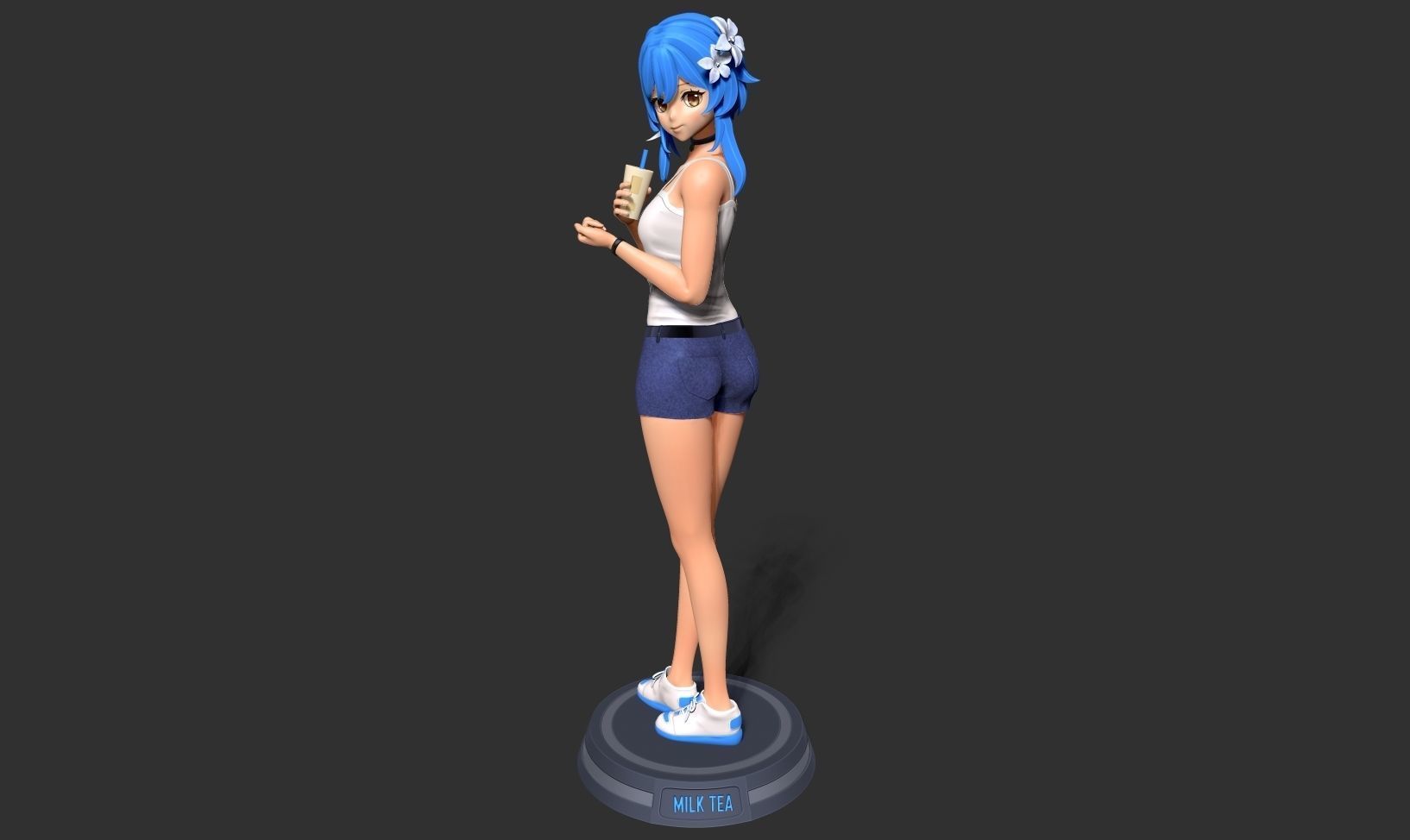Milk tea girl 3D print model_18