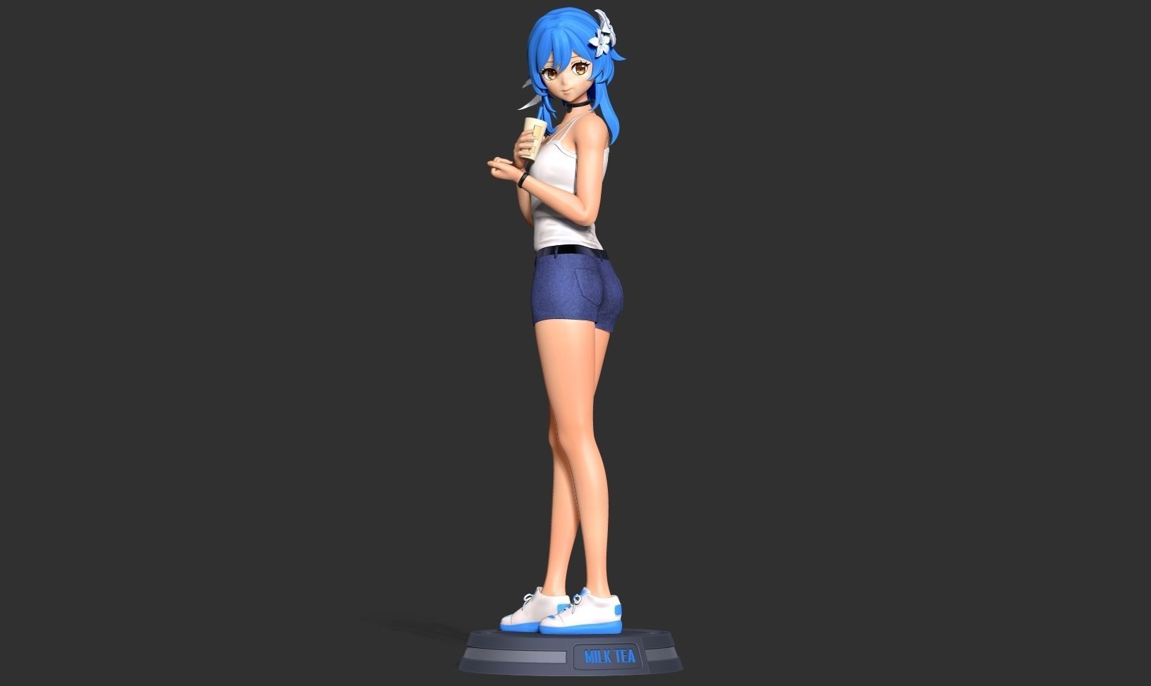 Milk tea girl 3D print model_10