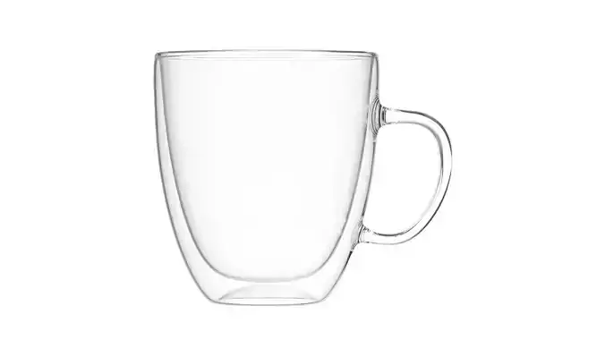 Double Wall Coffee Glass Cup Mug 350ml with Handle