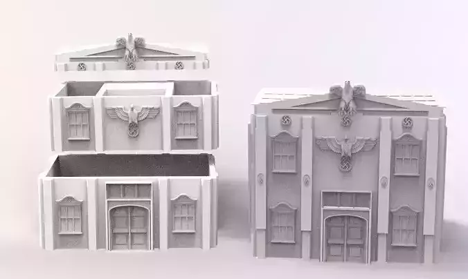 WW2 GERMAN BUILD WITH EAGLE AND FLAGS