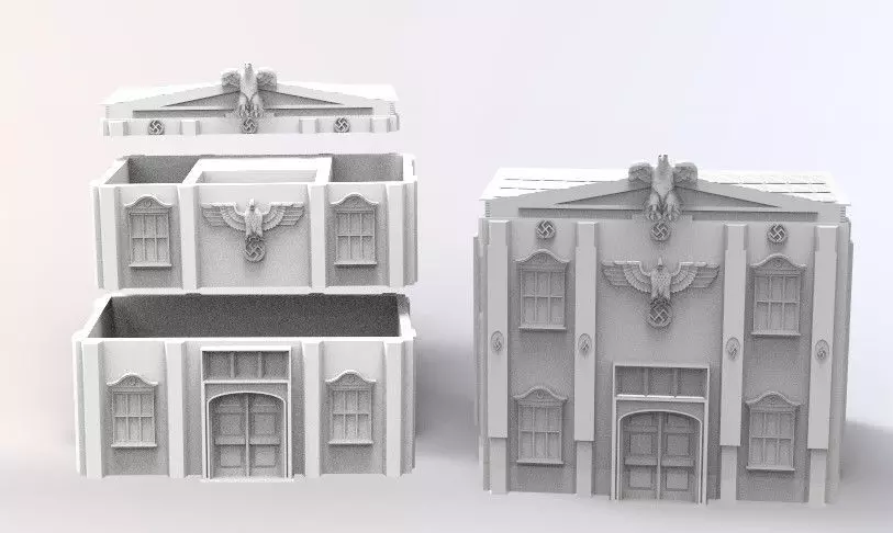 WW2 GERMAN BUILD WITH EAGLE AND FLAGS 3D print model_0