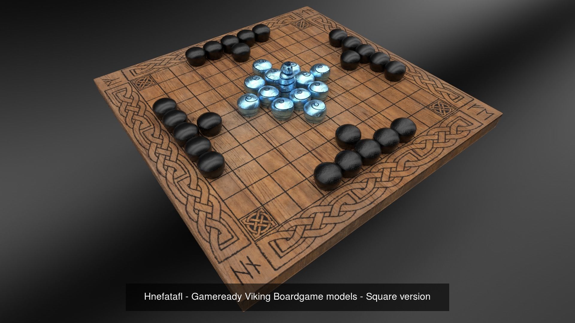Hnefatafl full bundle - 3 style of the famous viking boardgame 3D Model Collection_3