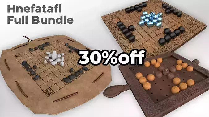 Hnefatafl full bundle - 3 style of the famous viking boardgame 3D Model Collection