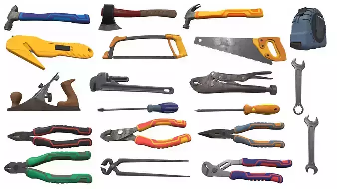 Hand Tools Pack 20 3D Model Collection