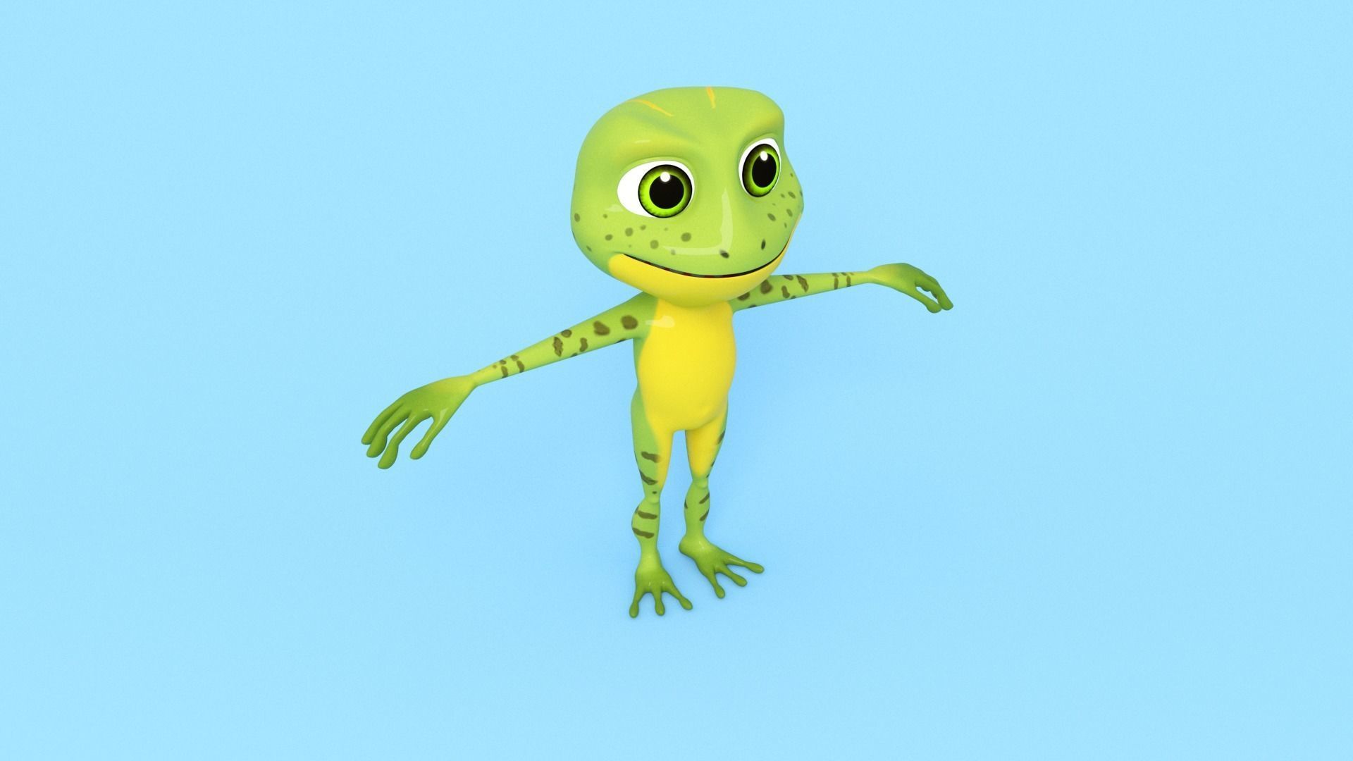 Frog Cartoon Low-poly 3D model_3