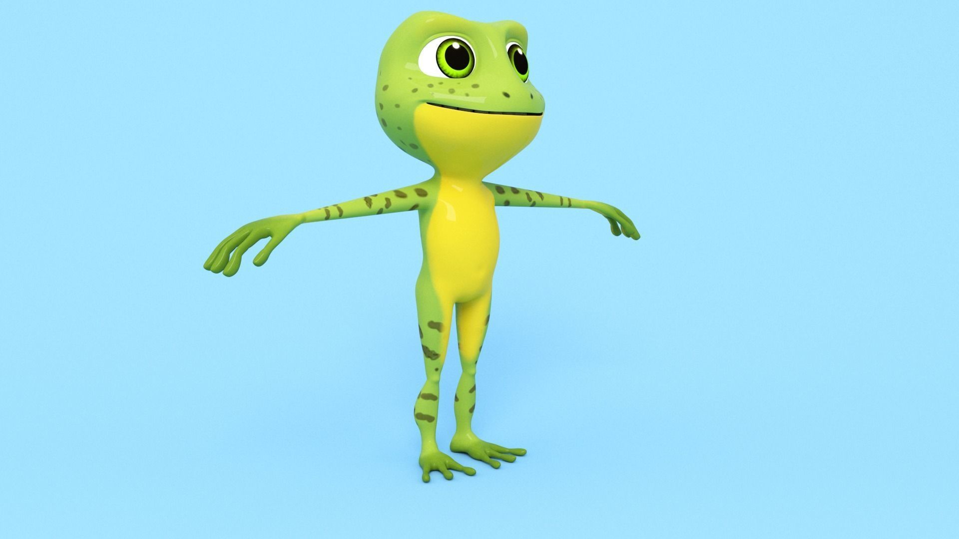 Frog Cartoon Low-poly 3D model_1
