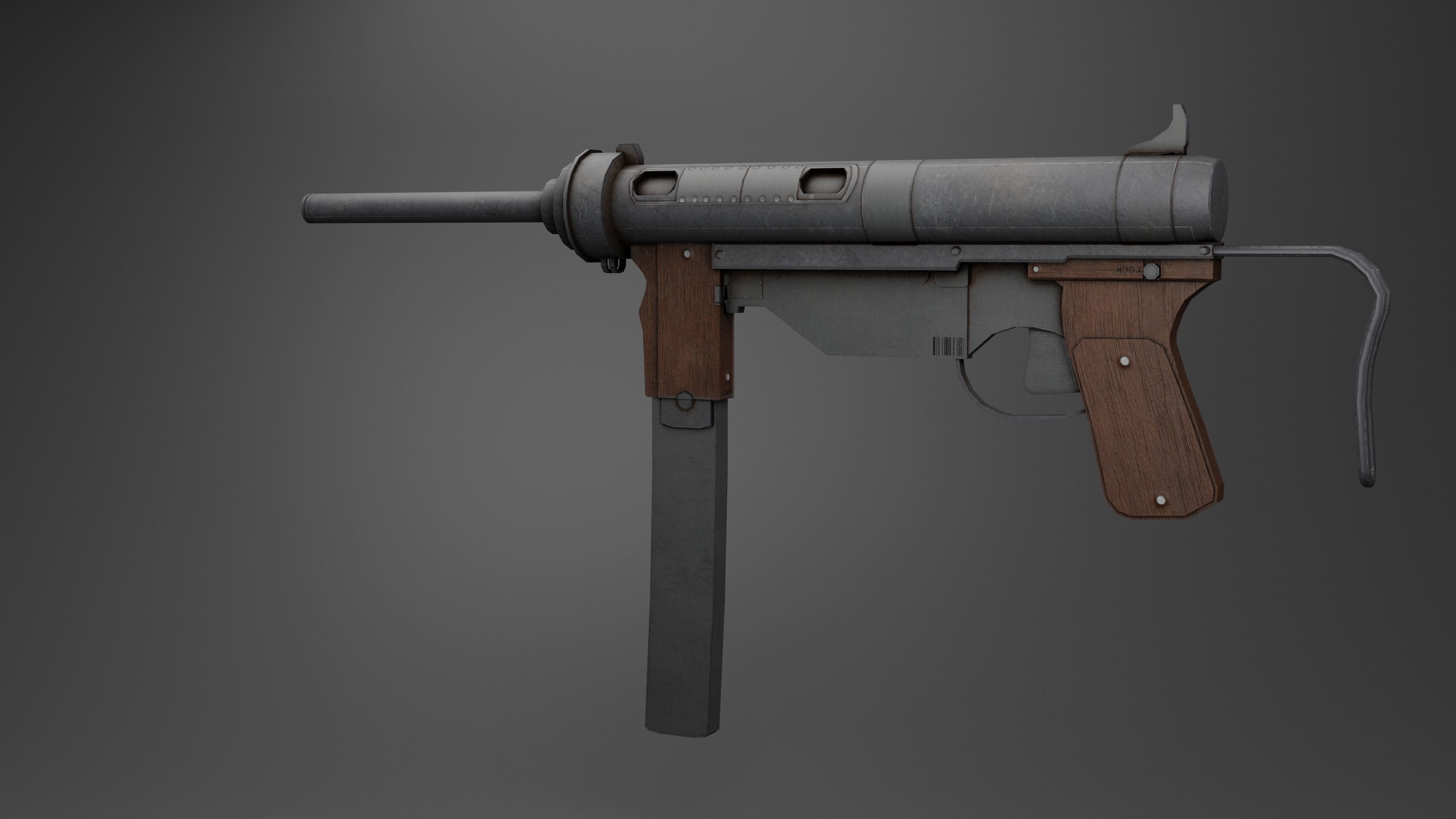 WW2 SMG Gamready Model Free low-poly 3D model_11
