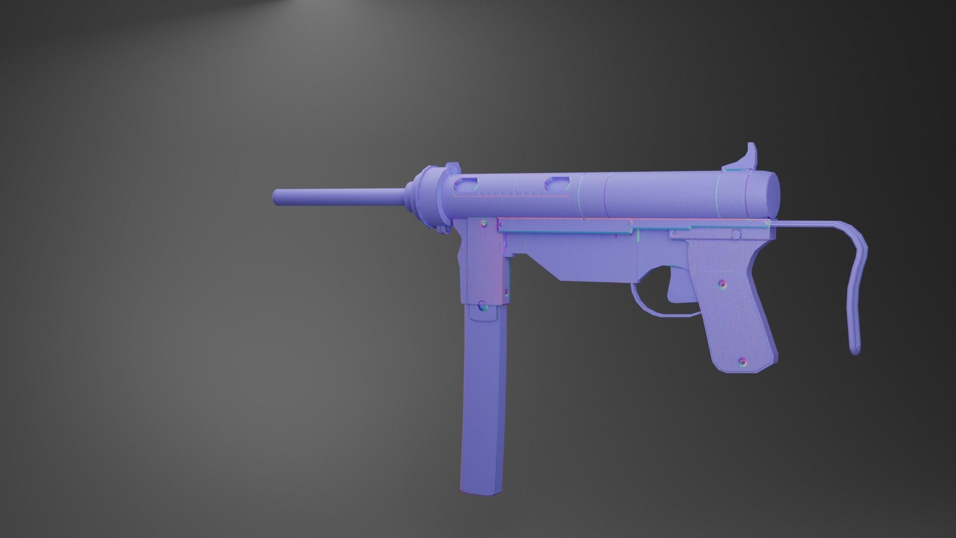 WW2 SMG Gamready Model Free low-poly 3D model_3