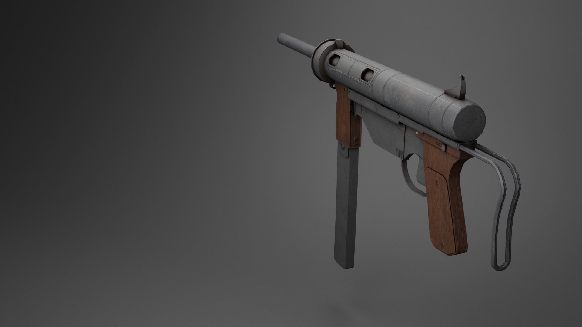 WW2 SMG Gamready Model Free low-poly 3D model_5