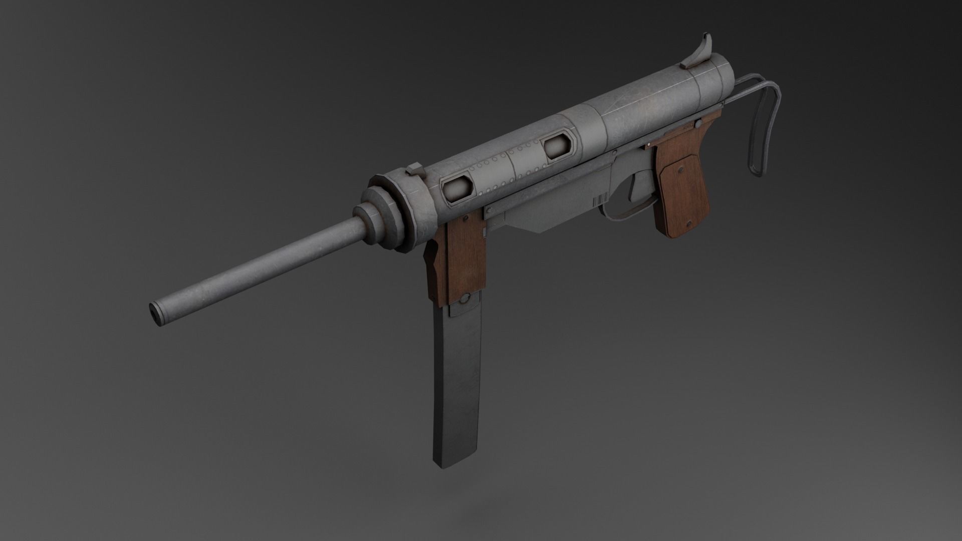 WW2 SMG Gamready Model Free low-poly 3D model_10
