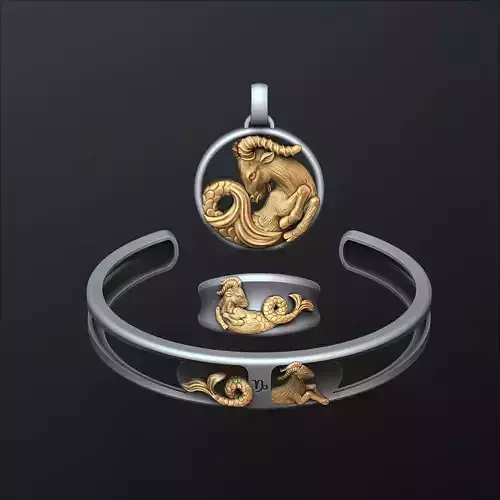 Zodiac Horoscope Capricorn ring pendant bracelet collection