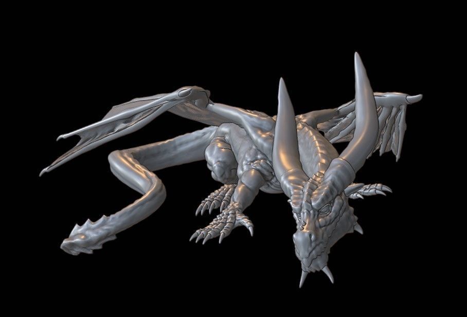 Sneaking fire dragon stl file 3D print model_1