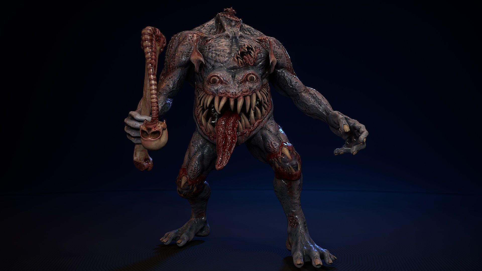 Mutant monster 3 Low-poly 3D model_5