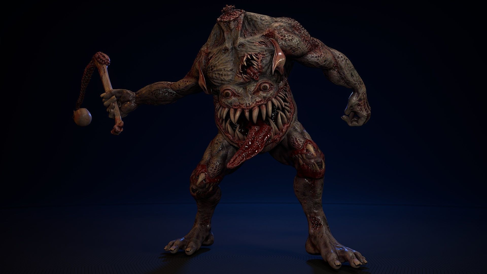 Mutant monster 3 Low-poly 3D model_6