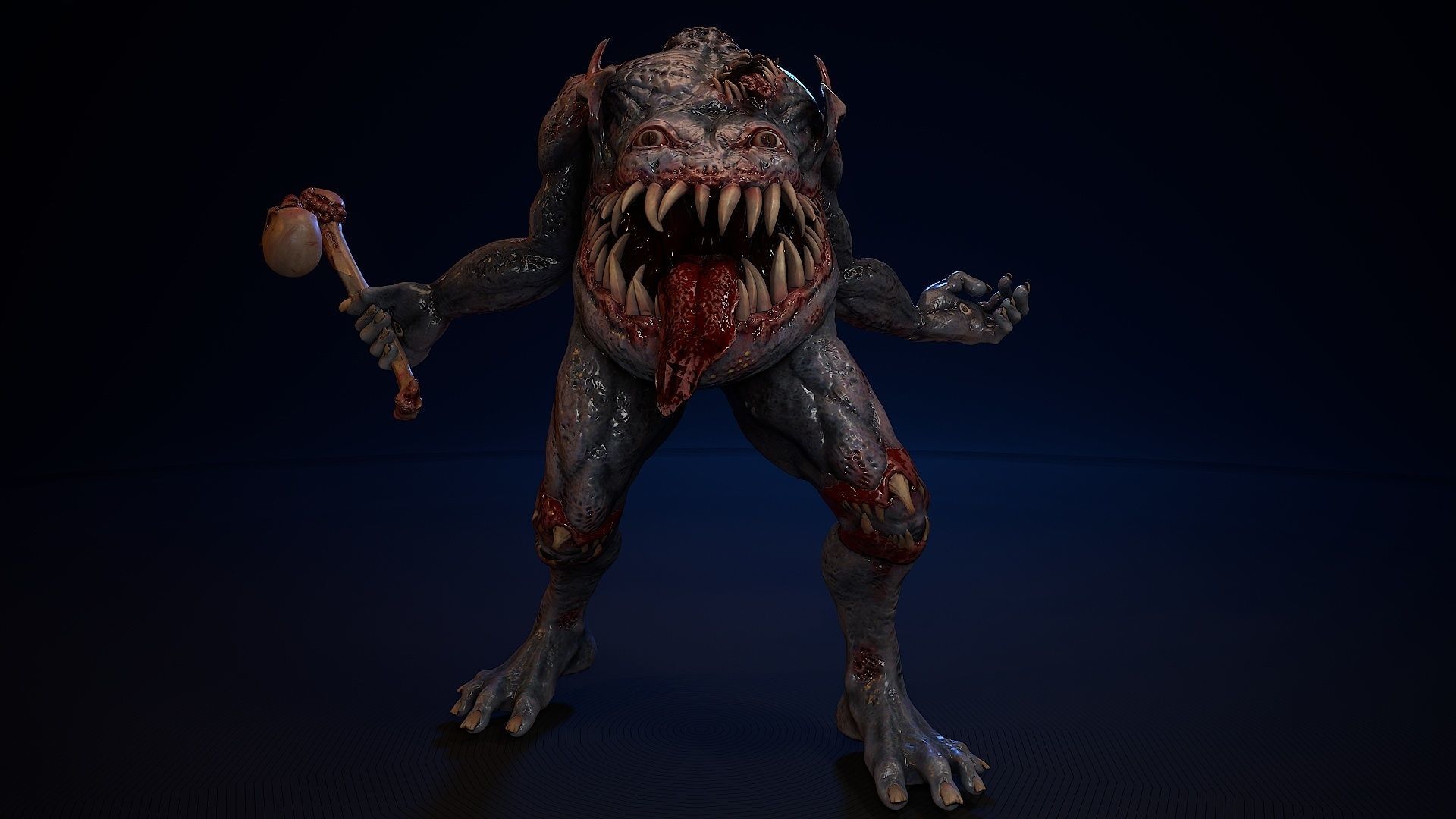 Mutant monster 3 Low-poly 3D model_3