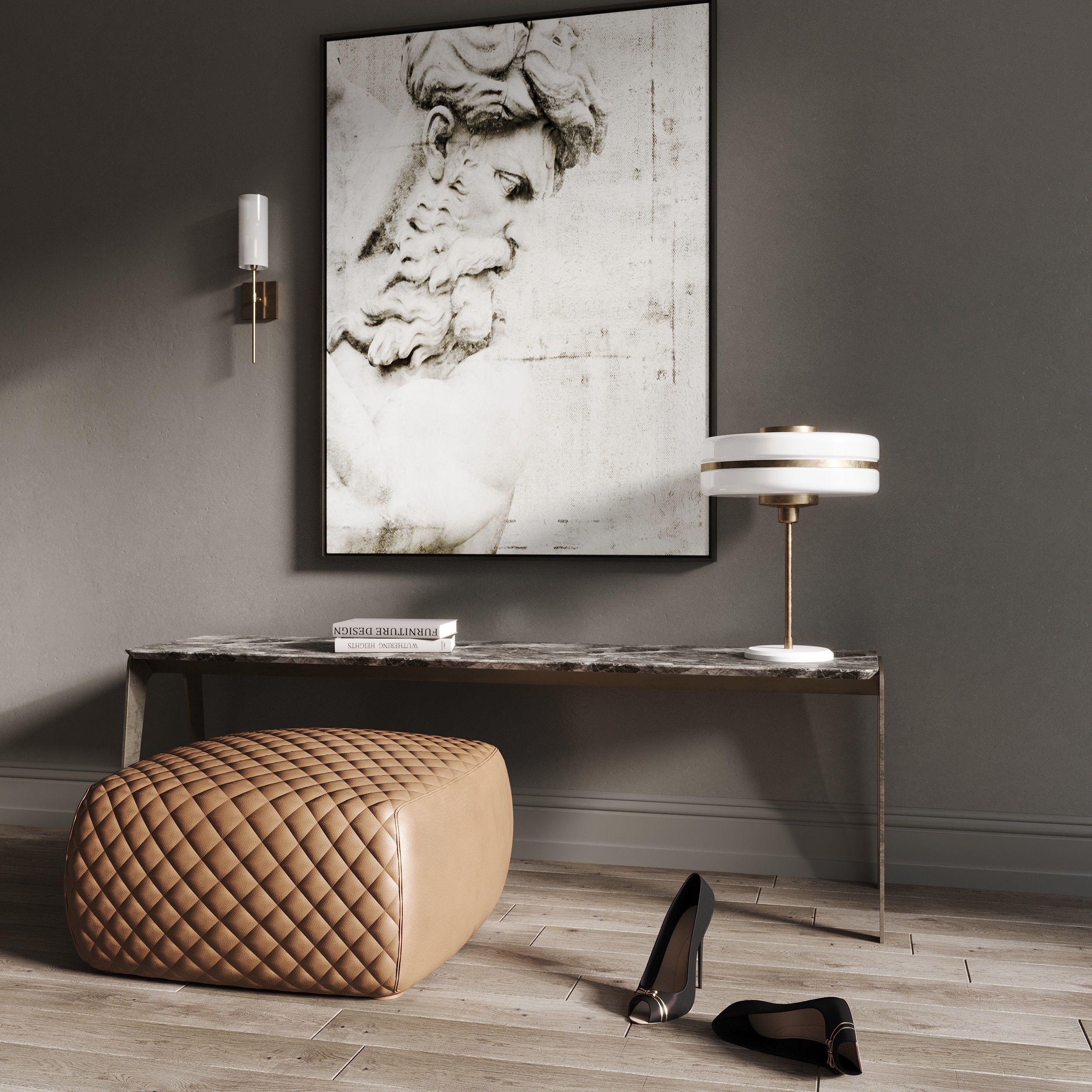 Interior scene Console Table For Entryway 3D model_2