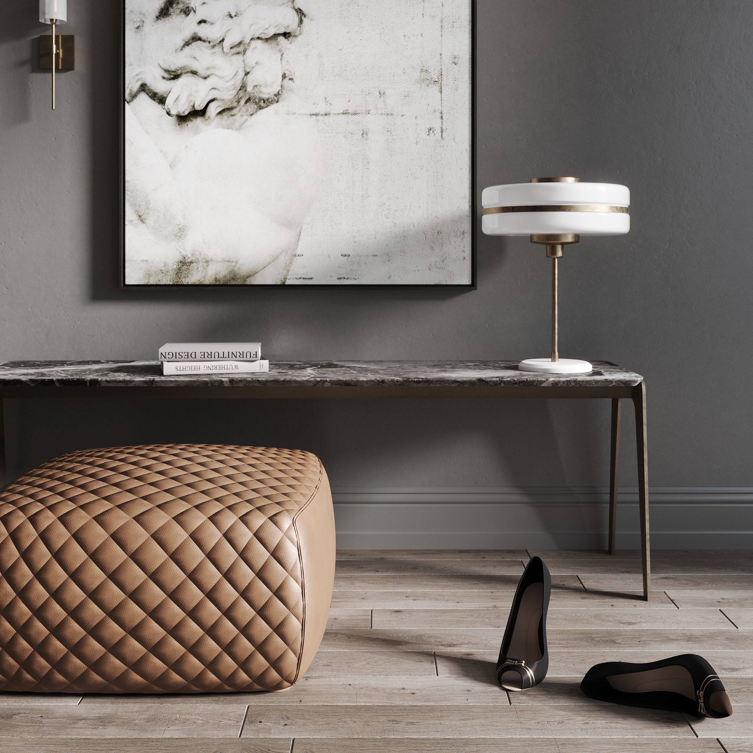 Interior scene Console Table For Entryway 3D model_1