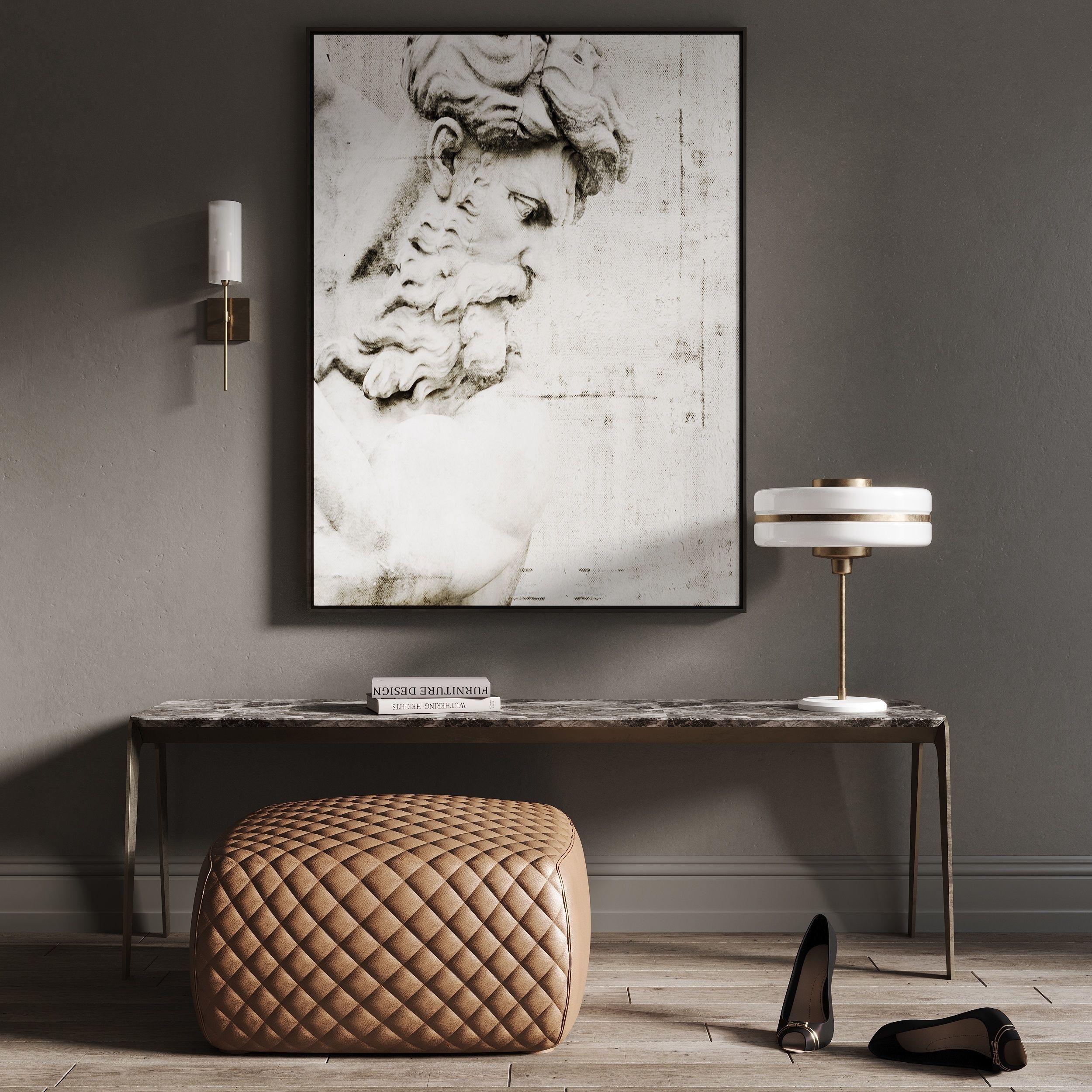 Interior scene Console Table For Entryway 3D model_4