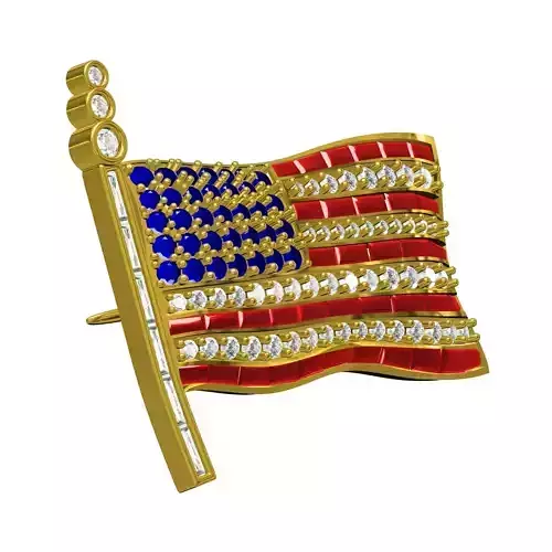 Unique USA Flag Diamond Brooch