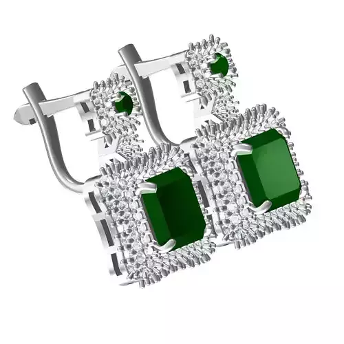 Square Shape Halo Earring 3D print model