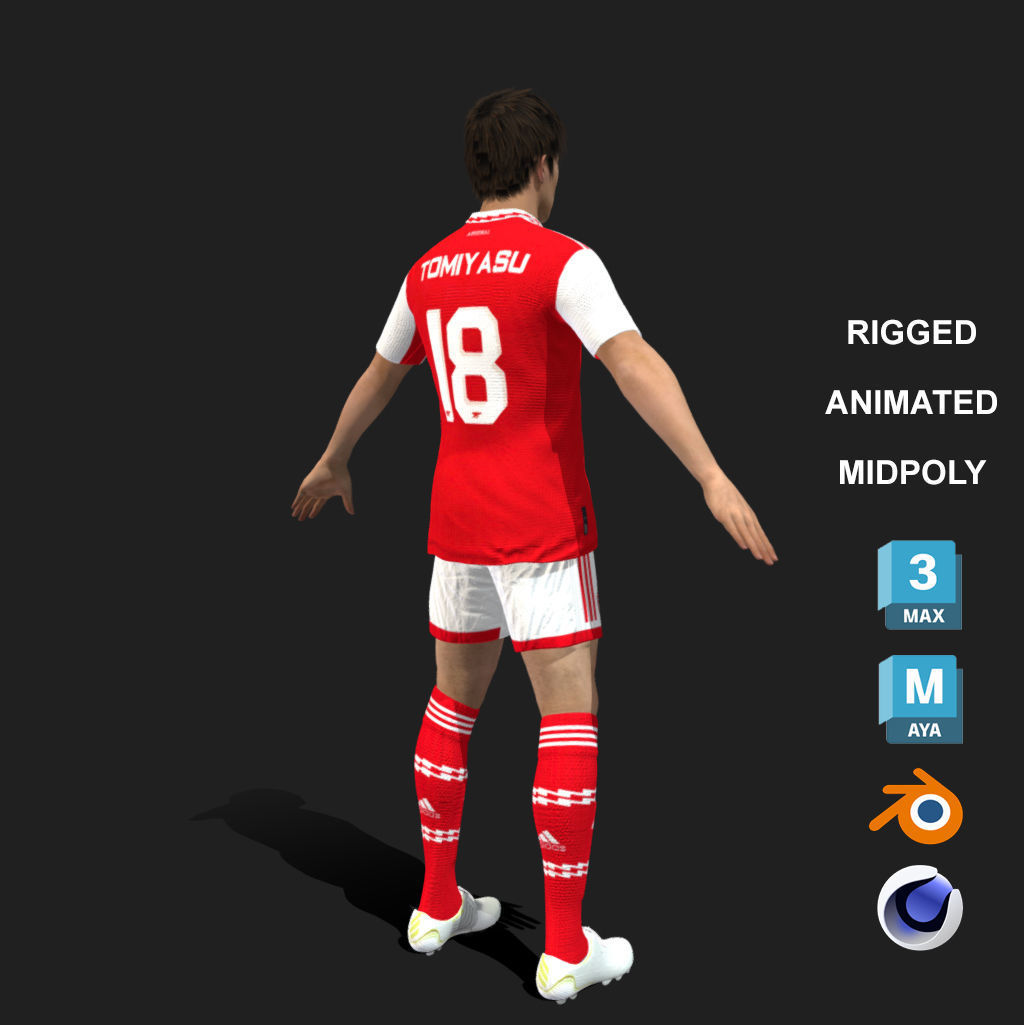 3D Rigged Takehiro Tomiyasu EPL 2023 3D model_4